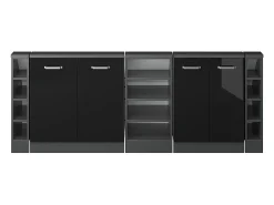 Armário de cozinha para sótão inclinado preto alto brilho 210x46x81.6 r-line