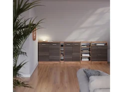 Armário de cozinha para sótão inclinado cinza nobre 80x46x81.6 r-line