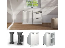 Armário de cozinha para sótão inclinado casa de campo branca 60x46x81.6 r-line