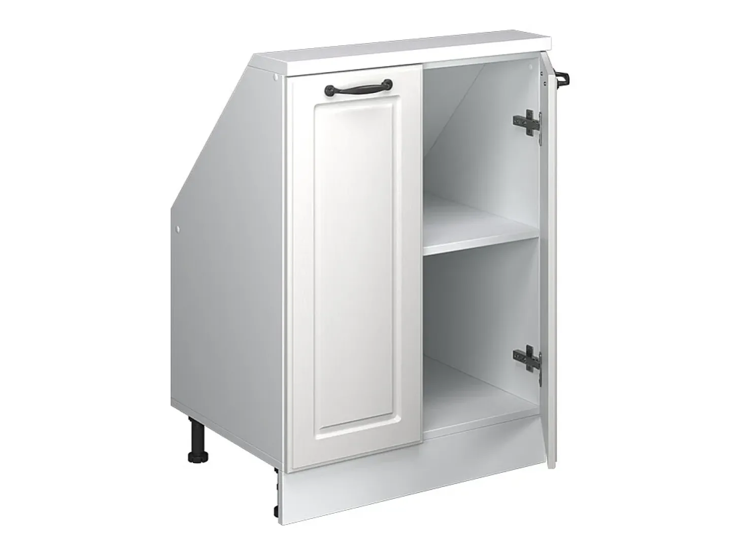 Armário de cozinha para sótão inclinado casa de campo branca 60x46x81.6 r-line