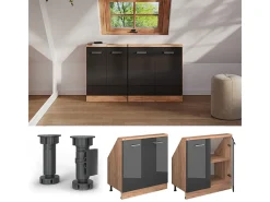Armário de cozinha para sótão inclinado antracite alto brilho 80x46x81.6 r-line