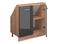 Armário de cozinha para sótão inclinado antracite alto brilho 80x46x81.6 r-line
