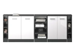 Armário de cozinha para sótão inclinado branco alto brilho 210x46x81.6 r-line