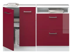 Armário de cozinha para sótão inclinado vermelho brilhante/branco 120x46x81.6 r-line