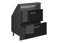 Armário de cozinha para sótão inclinado preto alto brilho 60x46x81.6 r-line