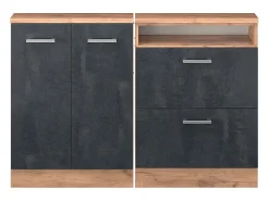 Armário de cozinha para sótão inclinado concreto preto 120x46x81.6 r-line