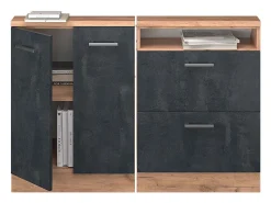 Armário de cozinha para sótão inclinado concreto preto 120x46x81.6 r-line