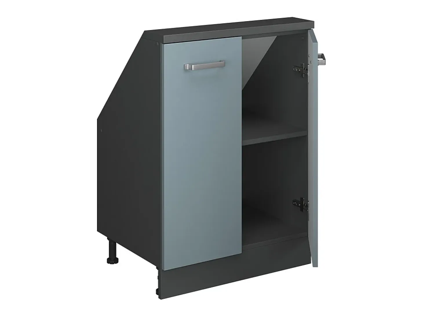 Armário de cozinha para sótão inclinado azul-cinza 60x46x81.6 r-line