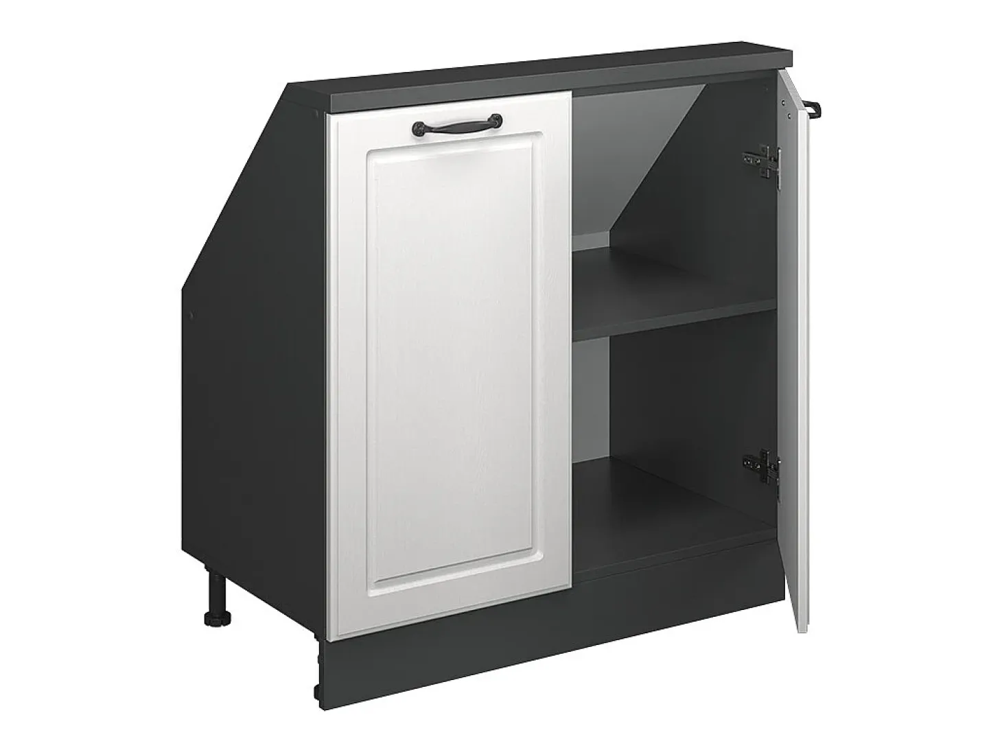 Armário de cozinha para sótão inclinado casa de campo branca 80x46x81.6 r-line