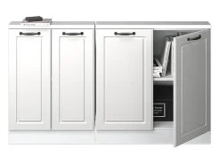 Armário de cozinha para sótão inclinado casa de campo branca 140x46x81.6 r-line