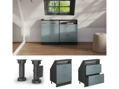 Armário de cozinha para sótão inclinado azul-cinza 60x46x81.6 r-line