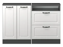 Armário de cozinha para sótão inclinado casa de campo branca 120x46x81.6 r-line