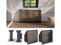 Armário de cozinha para sótão inclinado cinza nobre 80x46x81.6 r-line