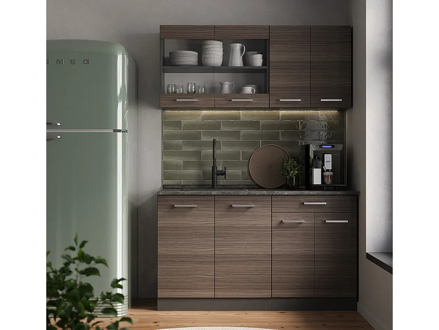Armário de cozinha para sótão inclinado cinza nobre 80x46x81.6 r-line