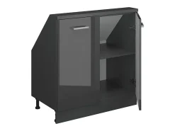 Armário de cozinha para sótão inclinado antracite alto brilho 80x46x81.6 r-line