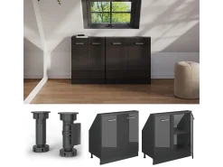 Armário de cozinha para sótão inclinado antracite alto brilho 80x46x81.6 r-line