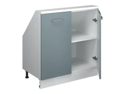 Armário de cozinha para sótão inclinado azul-cinza 80x46x81.6 r-line