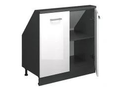Armário de cozinha para sótão inclinado branco alto brilho 80x46x81.6 r-line