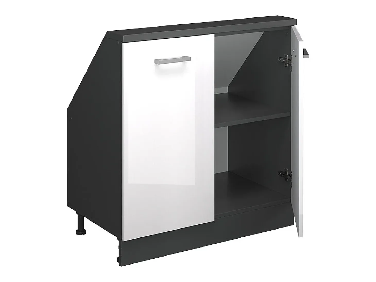 Armário de cozinha para sótão inclinado branco alto brilho 80x46x81.6 r-line