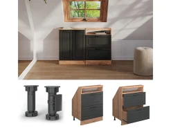 Armário de cozinha para sótão inclinado casa de campo antracite 60x46x81.6 r-line