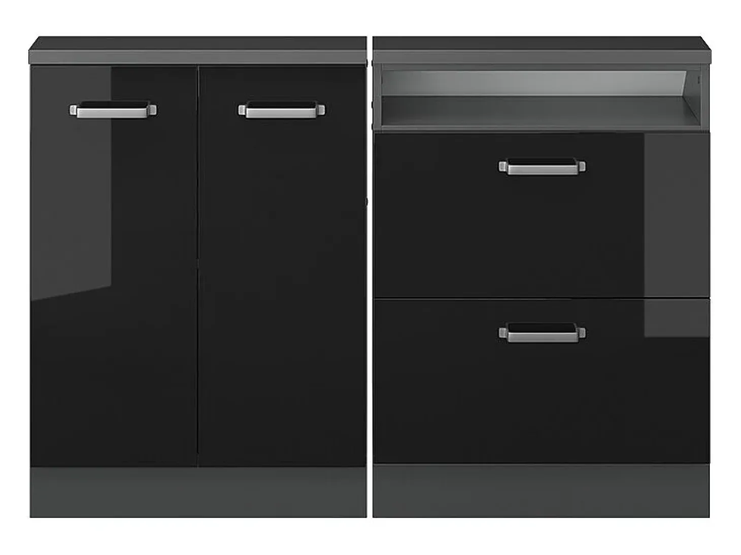 Armário de cozinha para sótão inclinado preto alto brilho 120x46x81.6 r-line