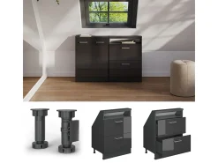 Armário de cozinha para sótão inclinado antracite alto brilho 60x46x81.6 r-line