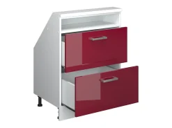 Armário de cozinha para sótão inclinado vermelho brilhante/branco 60x46x81.6 r-line