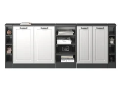 Armário de cozinha para sótão inclinado casa de campo branca 210x46x81.6 r-line