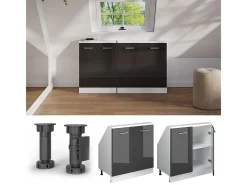 Armário de cozinha para sótão inclinado antracite alto brilho 80x46x81.6 r-line