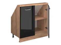 Armário de cozinha para sótão inclinado preto alto brilho 80x46x81.6 r-line