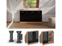 Armário de cozinha para sótão inclinado preto alto brilho 80x46x81.6 r-line