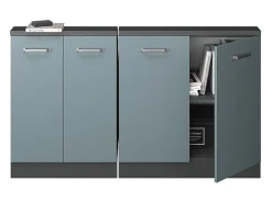 Armário de cozinha para sótão inclinado azul-cinza 140x46x81.6 r-line