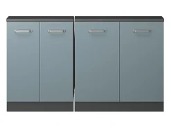 Armário de cozinha para sótão inclinado azul-cinza 140x46x81.6 r-line