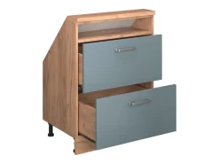 Armário de cozinha para sótão inclinado azul-cinza 60x46x81.6 r-line
