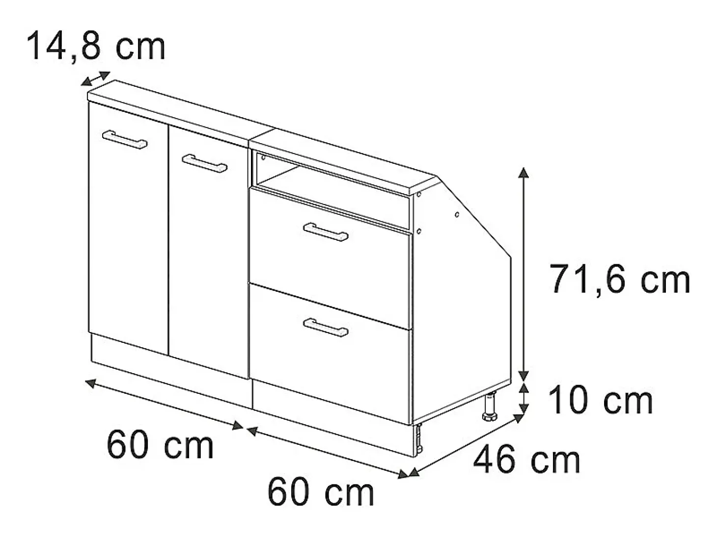 Armário de cozinha para sótão inclinado antracite alto brilho 120x46x81.6 r-line