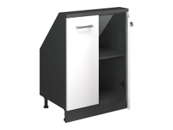 Armário de cozinha para sótão inclinado branco alto brilho 60x46x81.6 r-line