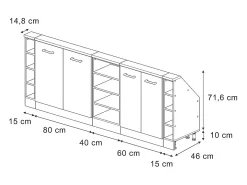 Armário de cozinha para sótão inclinado antracite alto brilho 210x46x81.6 r-line