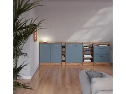 Armário de cozinha para sótão inclinado azul-cinza 80x46x81.6 r-line