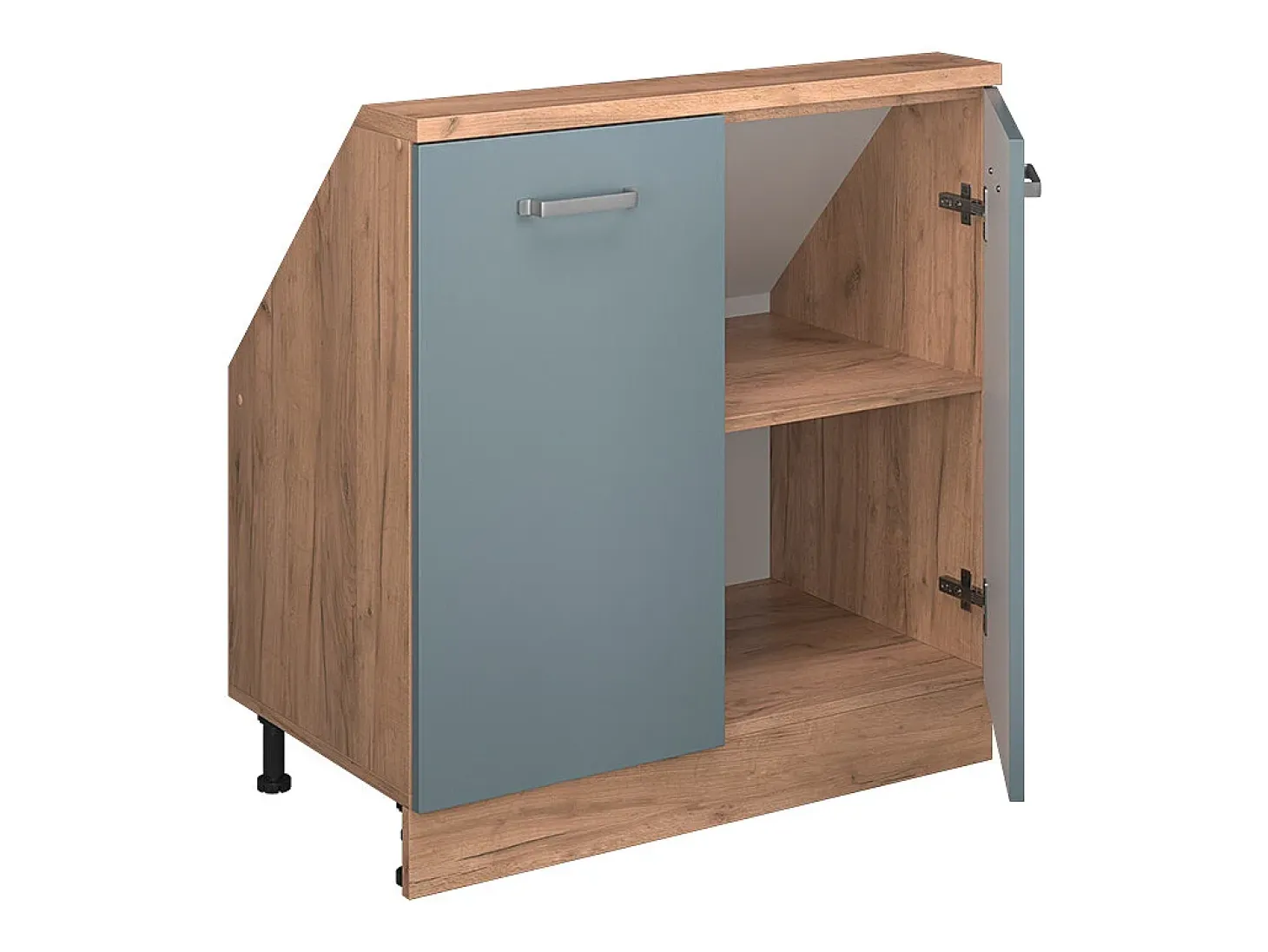 Armário de cozinha para sótão inclinado azul-cinza 80x46x81.6 r-line