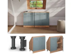 Armário de cozinha para sótão inclinado azul-cinza 80x46x81.6 r-line