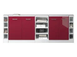 Armário de cozinha para sótão inclinado vermelho brilhante/branco 210x46x81.6 r-line