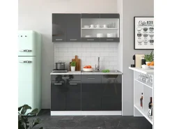 Armário de cozinha para sótão inclinado antracite alto brilho 140x46x81.6 r-line