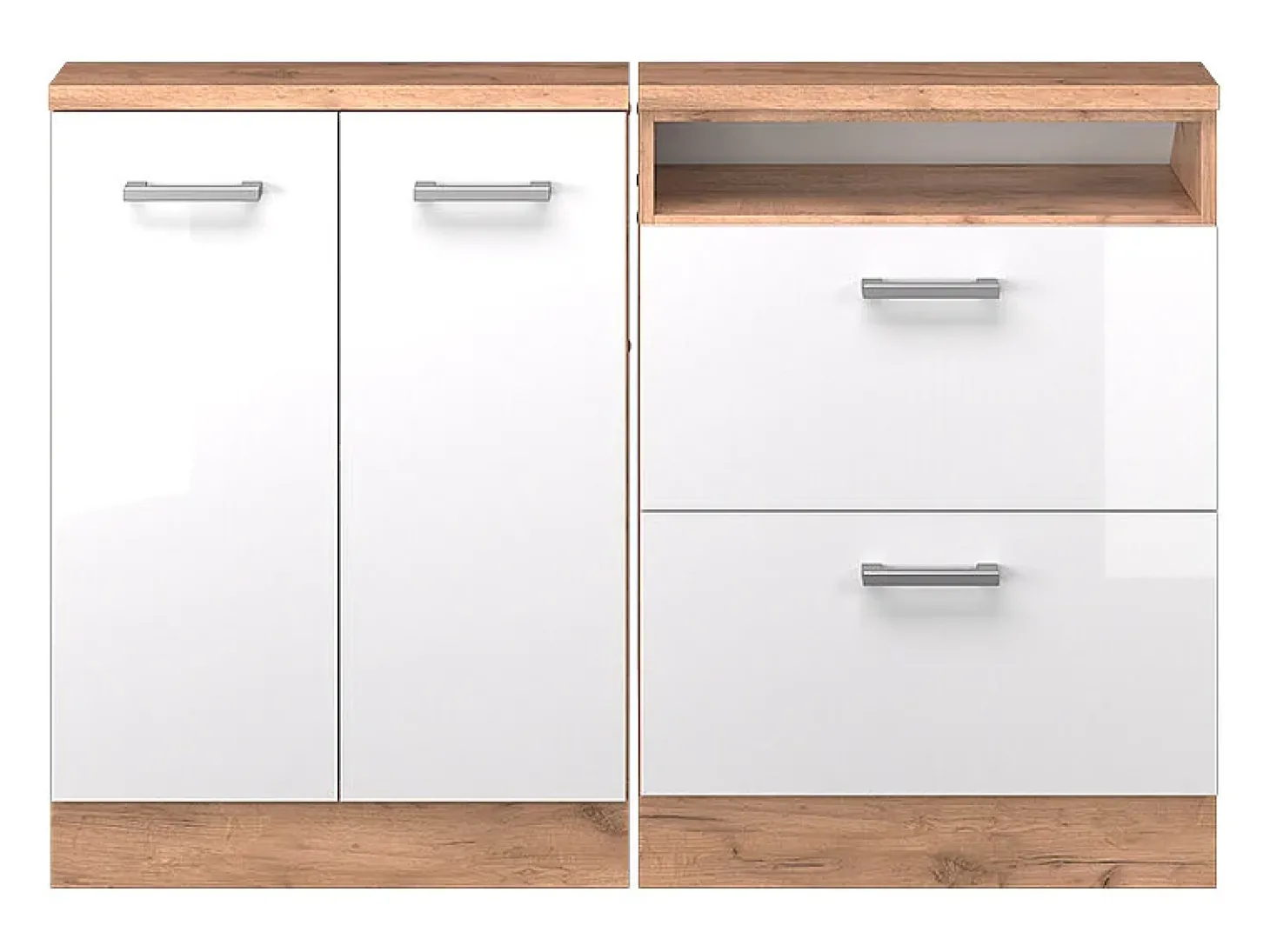 Armário de cozinha para sótão inclinado branco alto brilho 120x46x81.6 r-line