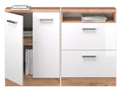 Armário de cozinha para sótão inclinado branco alto brilho 120x46x81.6 r-line