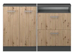 Armário de cozinha para sótão inclinado carvalho artesanal 120x46x81.6 r-line