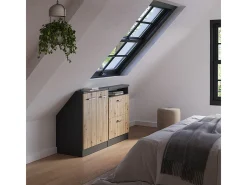 Armário de cozinha para sótão inclinado carvalho artesanal 120x46x81.6 r-line