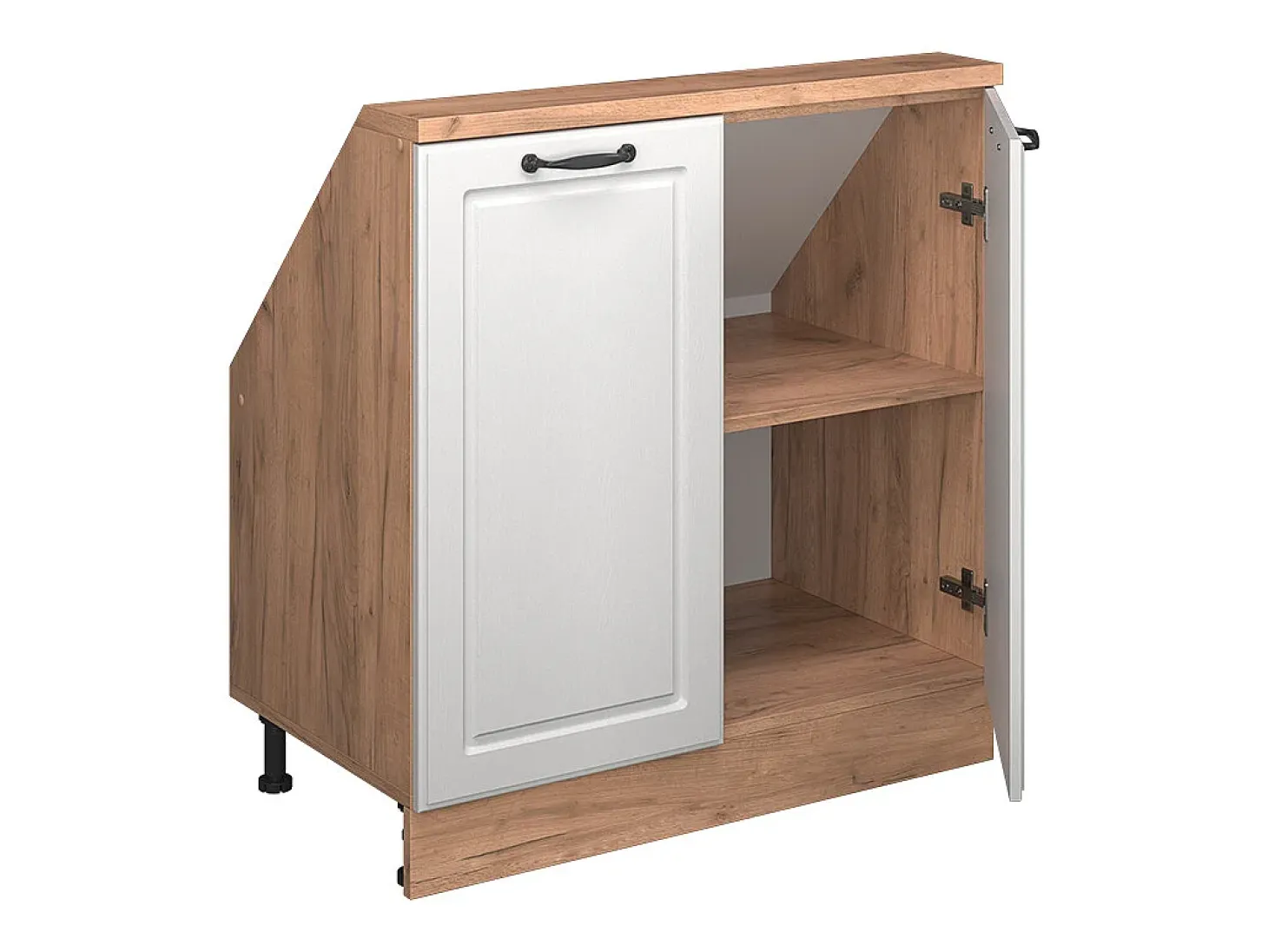 Armário de cozinha para sótão inclinado casa de campo branca 80x46x81.6 r-line