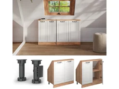 Armário de cozinha para sótão inclinado casa de campo branca 80x46x81.6 r-line