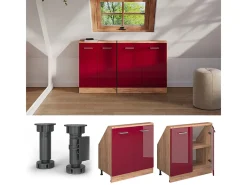 Armário de cozinha para sótão inclinado vermelho alto brilho 80x46x81.6 r-line