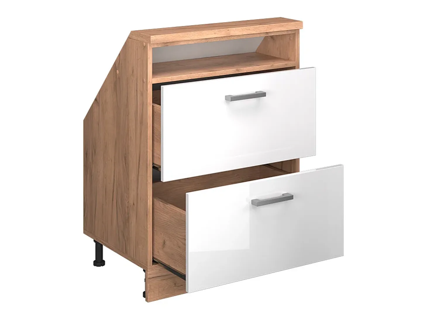 Armário de cozinha para sótão inclinado branco alto brilho 60x46x81.6 r-line